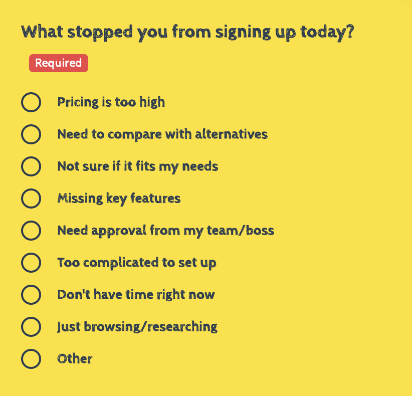 Conversion Optimization Survey Example