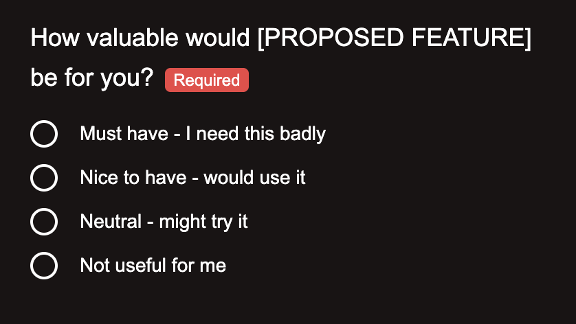 Feature Validation Survey Example